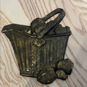 Vintage Metal Coal Basket Decor